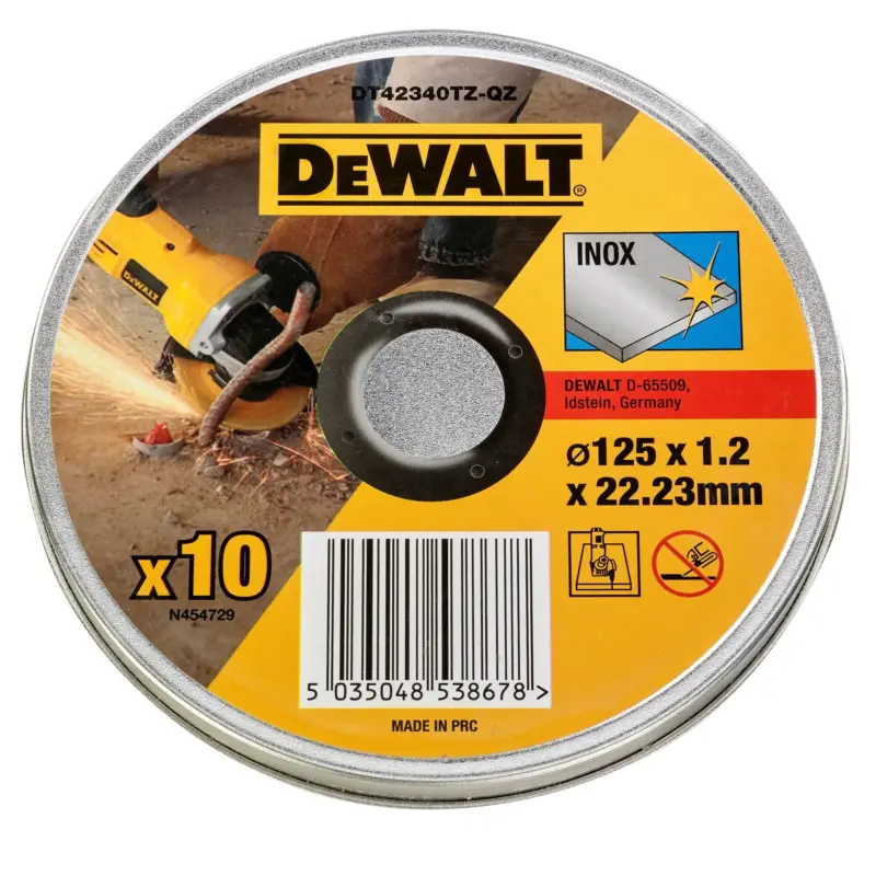 Rechtstreeks Van De Fabrikant DeWalt Doorslijpschijf INOX 125x1x22,2mm 10st in blik - DT42340TZ-QZ