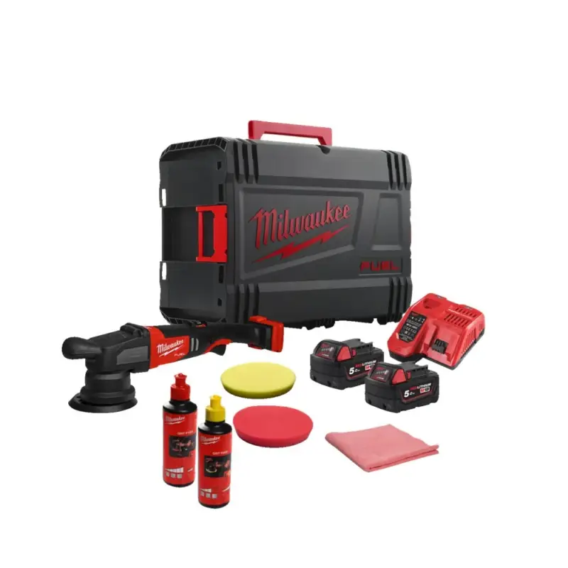 Goedkoop Milwaukee M18 FROP15-502X FUEL Excentrische Polijstmachine KIT, 2x5Ah 18V