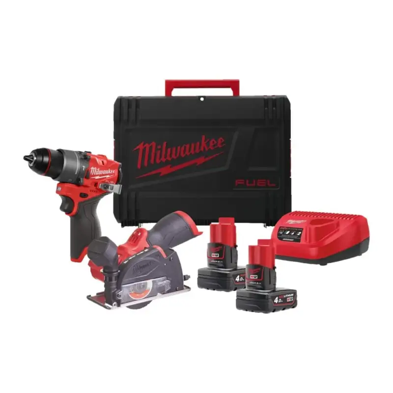 Koop Online Milwaukee M12 FPP2G2-402X Combiset - FPD2 Slagboor en FCOT Multislijpmachine - 4.0Ah 12V in HD Box - 4933480592 (Milwaukee gereedschapset)