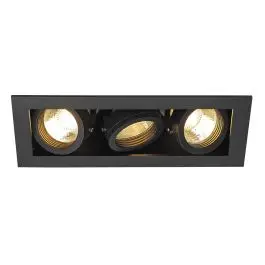 Beperkte Voorraad SLV KADUX 3 GU10 DOWNLIGHT vierkant mat zwart - 21x90cm - IP20