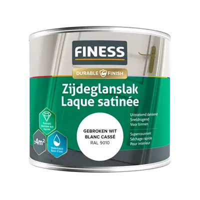 Zijdeglanslak waterbasis Gebroken wit (RAL 9010) 250 ml Finale Uitverkoop