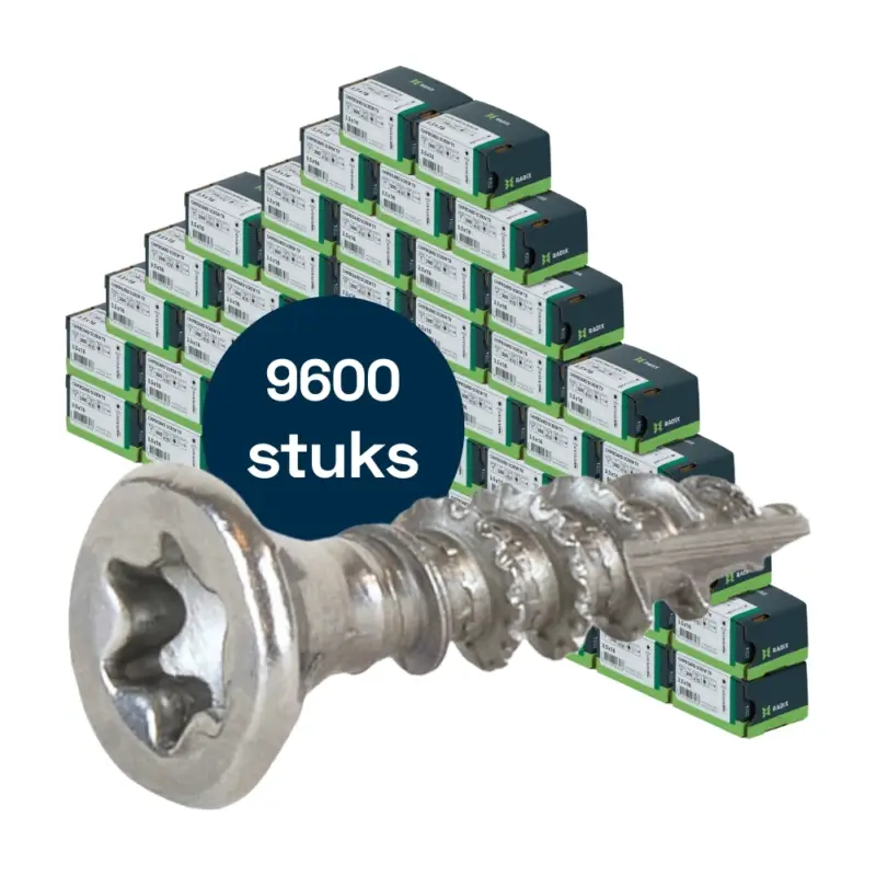 Radix Torx 20 Spaanplaatschroef - Platkop + Snijpunt - 3,5 x 16mm - RVS - Voldraad (9600 stuks) VOLLE DOOS! Betaalbaar
